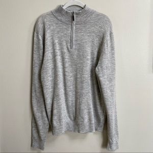 Men’s Quinn Grey Wool 1/4 Zip Mock Neck Sweater Size Large